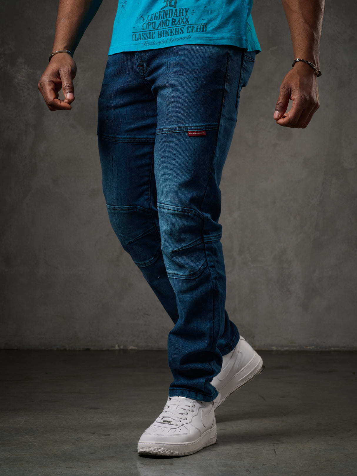CD699 Herren Straight Fit-Jeans mit cooler Used-Waschung