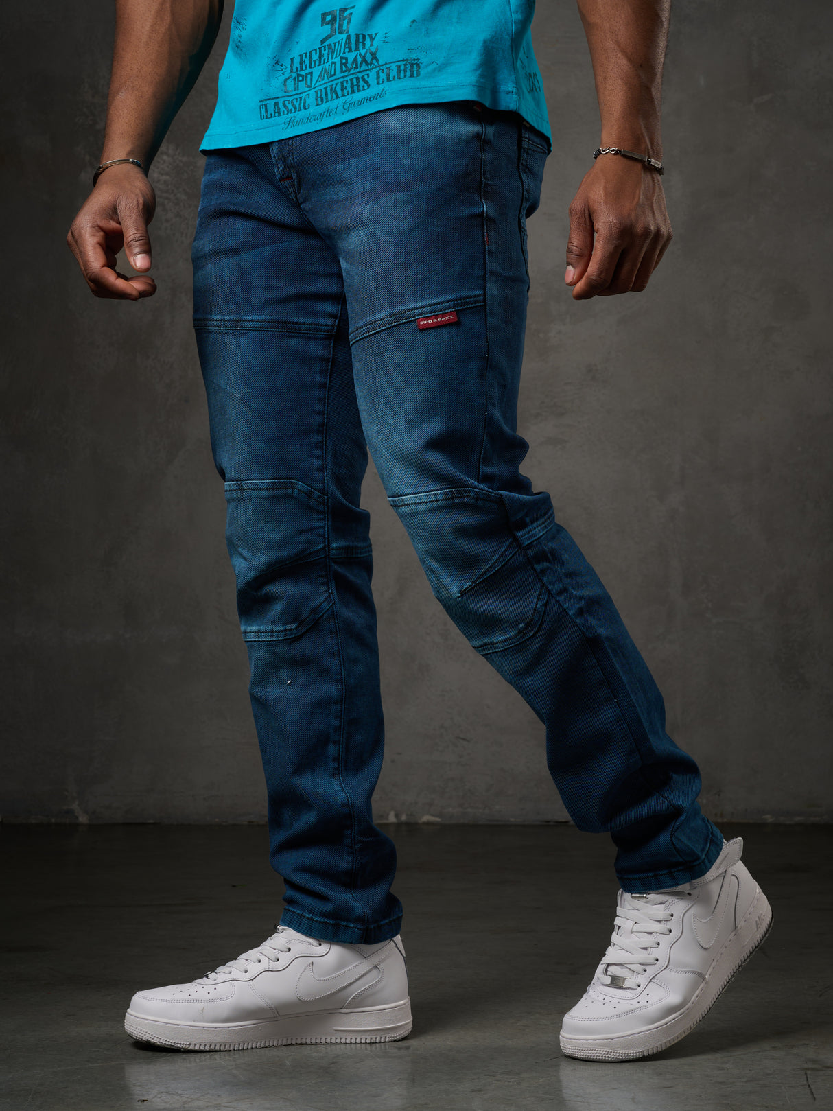 CD699 Herren Straight Fit-Jeans mit cooler Used-Waschung