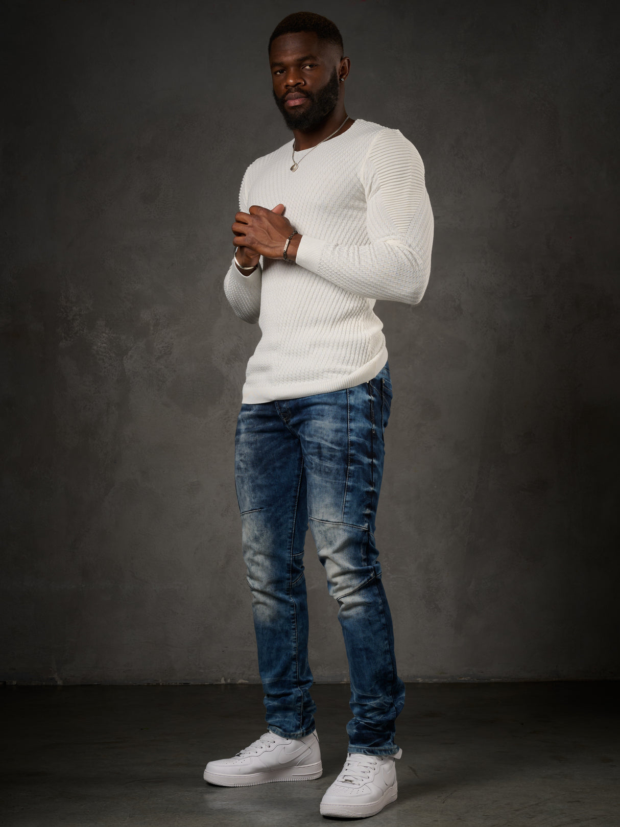 CD286 Herren bequeme Jeans mit cooler Waschung und Ziernähten