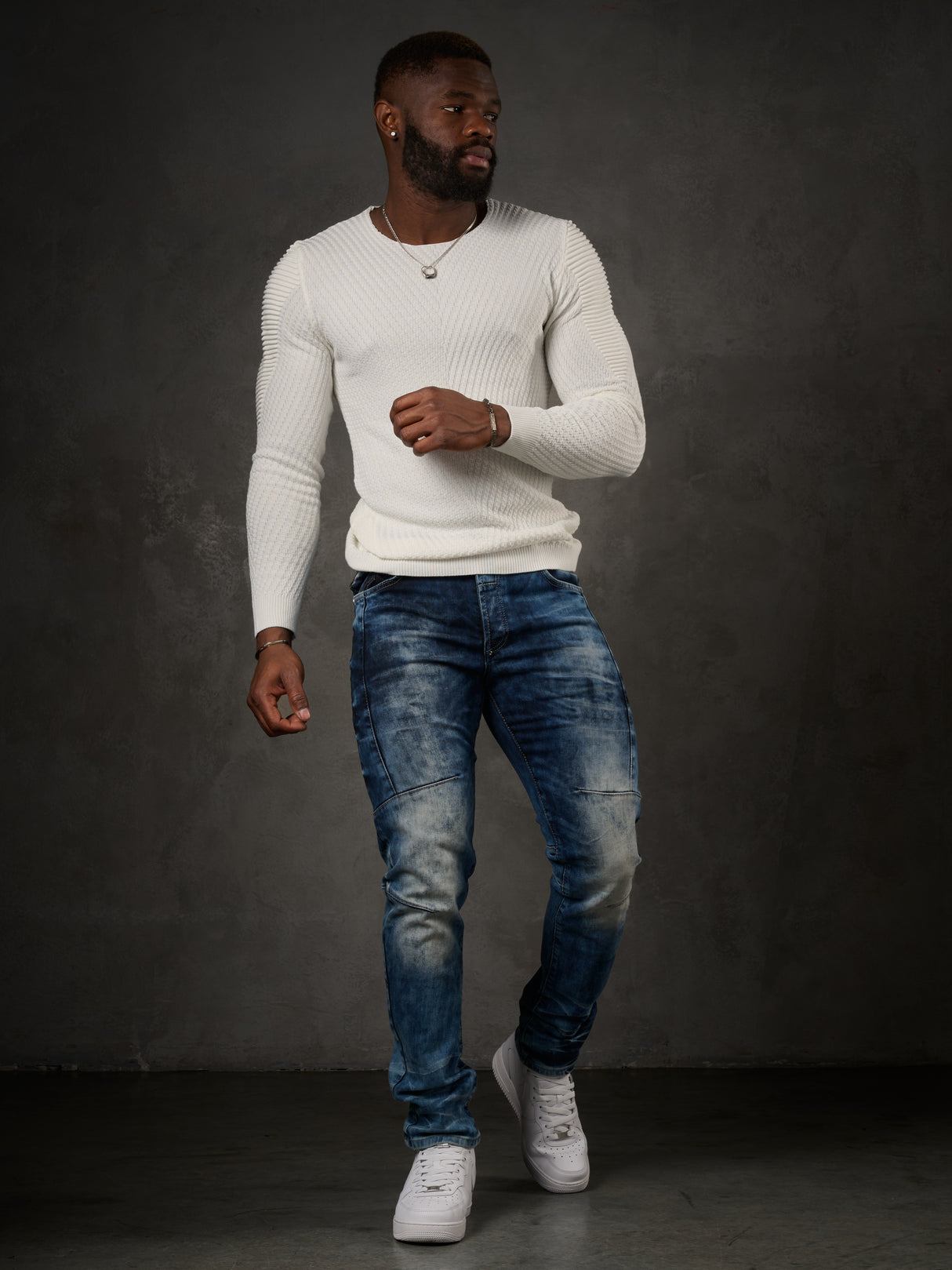 CD286 Herren bequeme Jeans mit cooler Waschung und Ziernähten