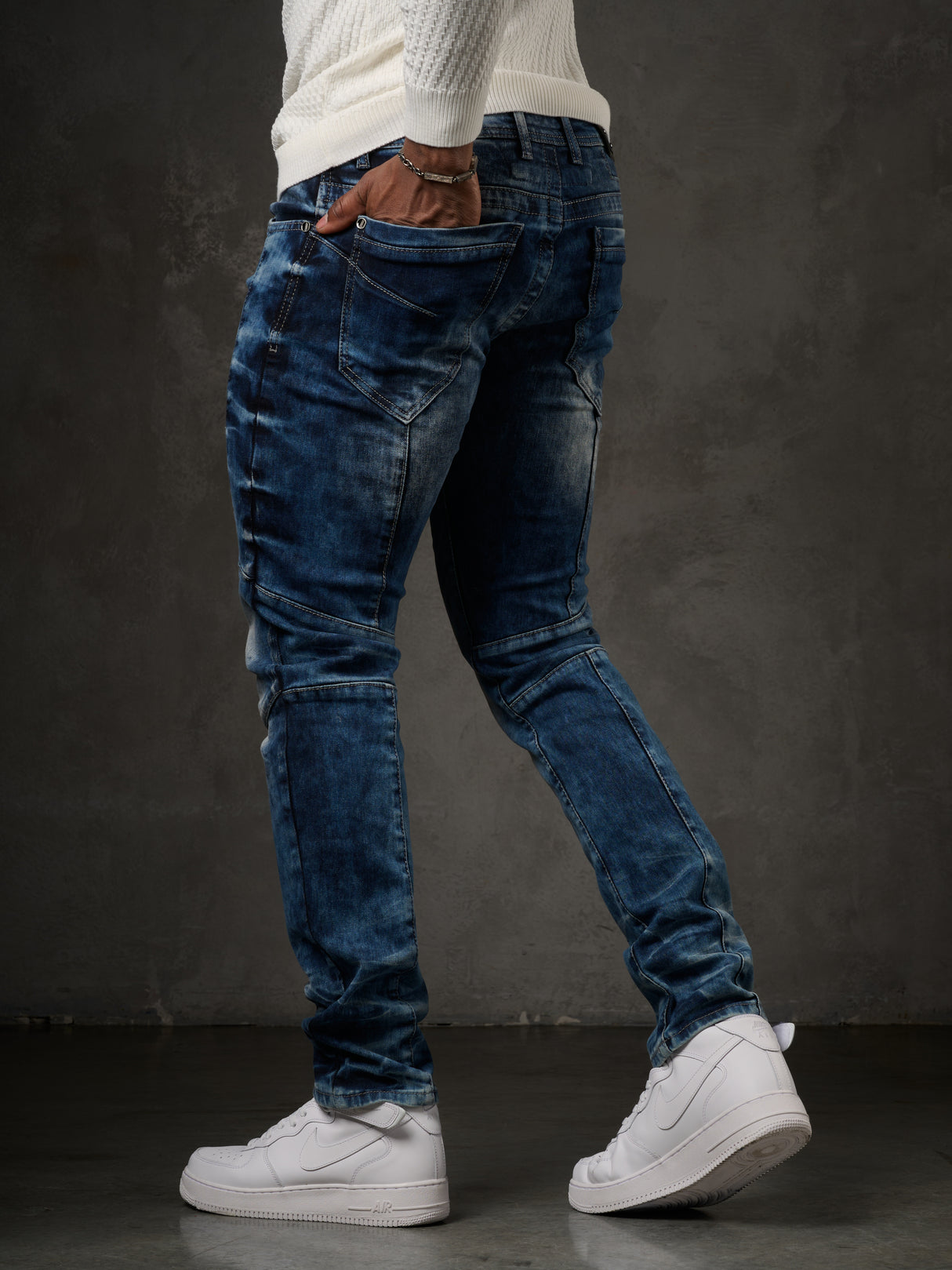 CD286 Herren bequeme Jeans mit cooler Waschung und Ziernähten
