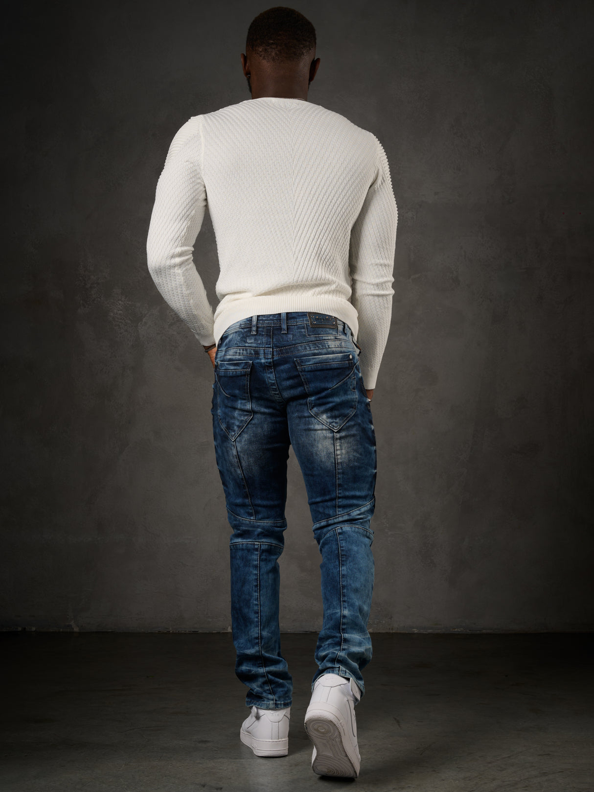 CD286 Herren bequeme Jeans mit cooler Waschung und Ziernähten