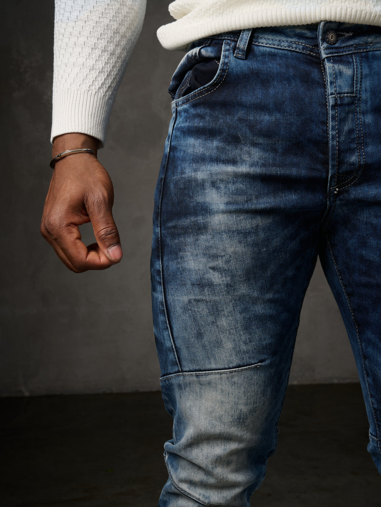 CD286 Herren bequeme Jeans mit cooler Waschung und Ziernähten