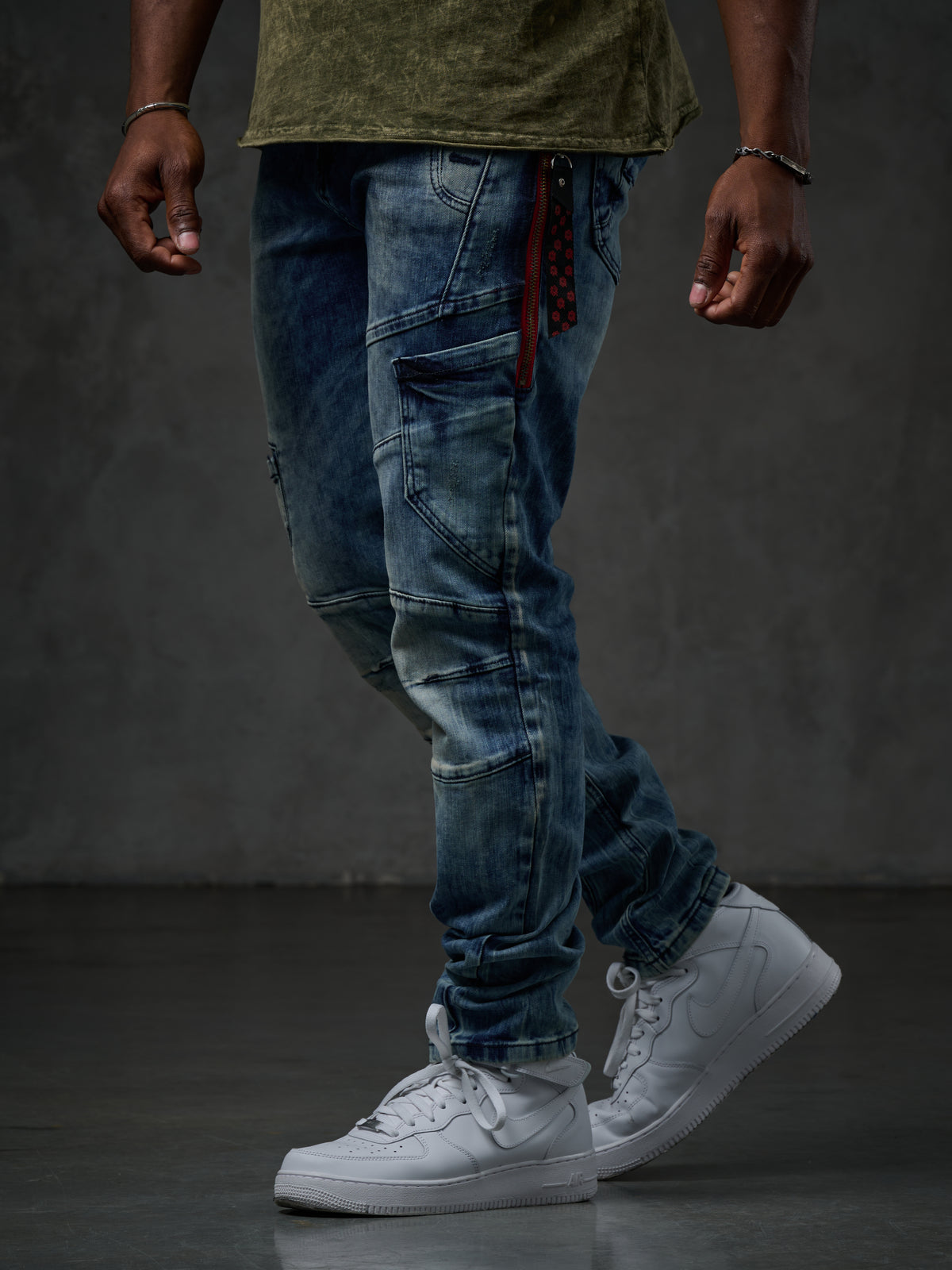 CD478 Comfortabele Heren Jeans in Washed-Out Optiek Slim Fit
