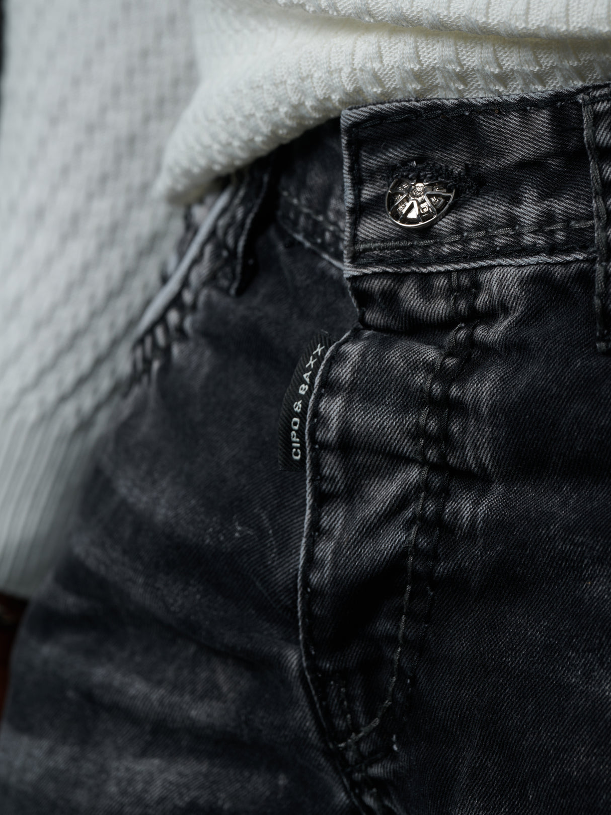 CD148 Comfortabele Heren Jeans met Contraststiksels in Straight-Fit