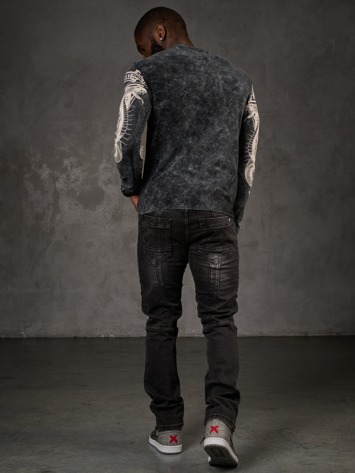 CL449 Herren Langarmshirt mit großem Print