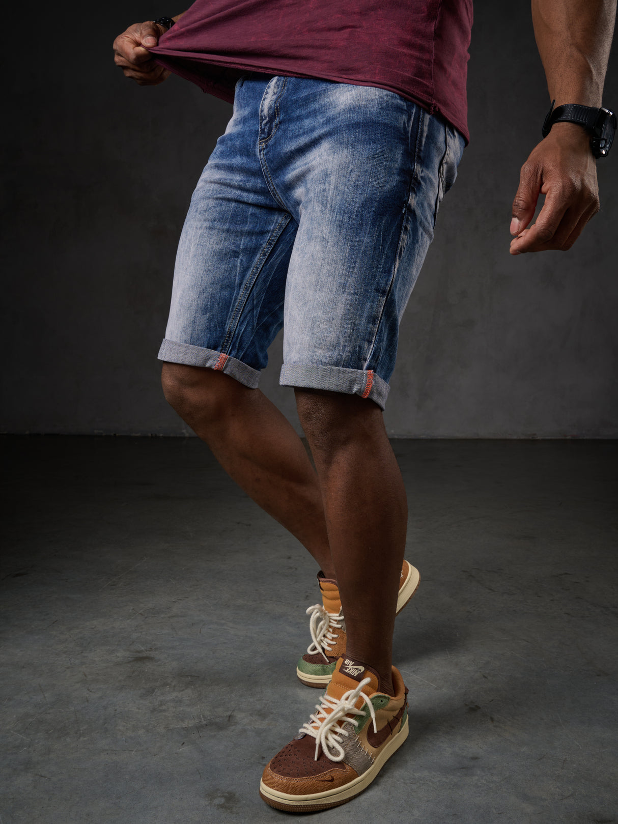 CK266 Heren Capri Shorts met een coole Merk-Borduursel