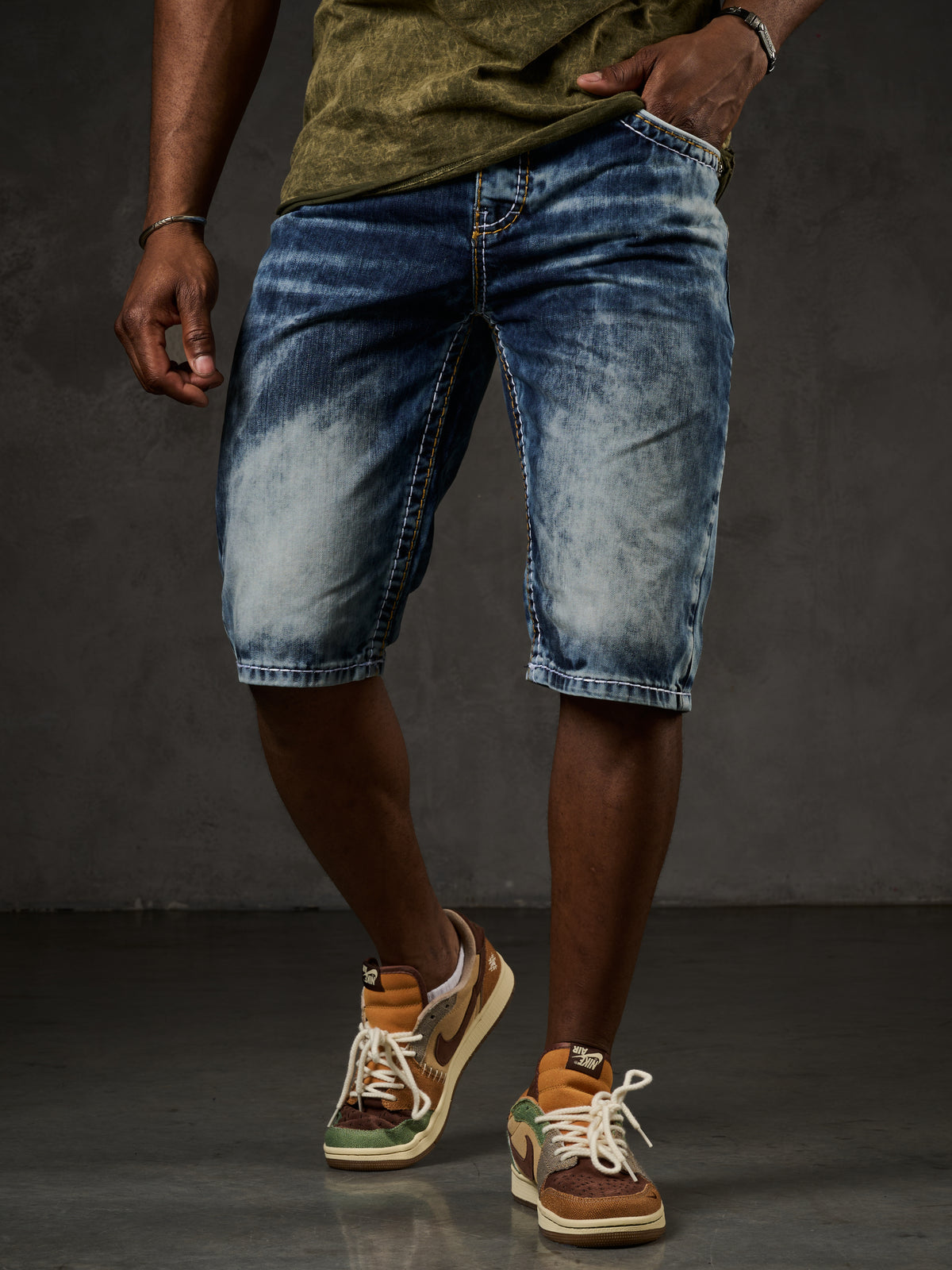 Ck268 Pantaloncini Capri per Uomo con Cuciture di Contrasto