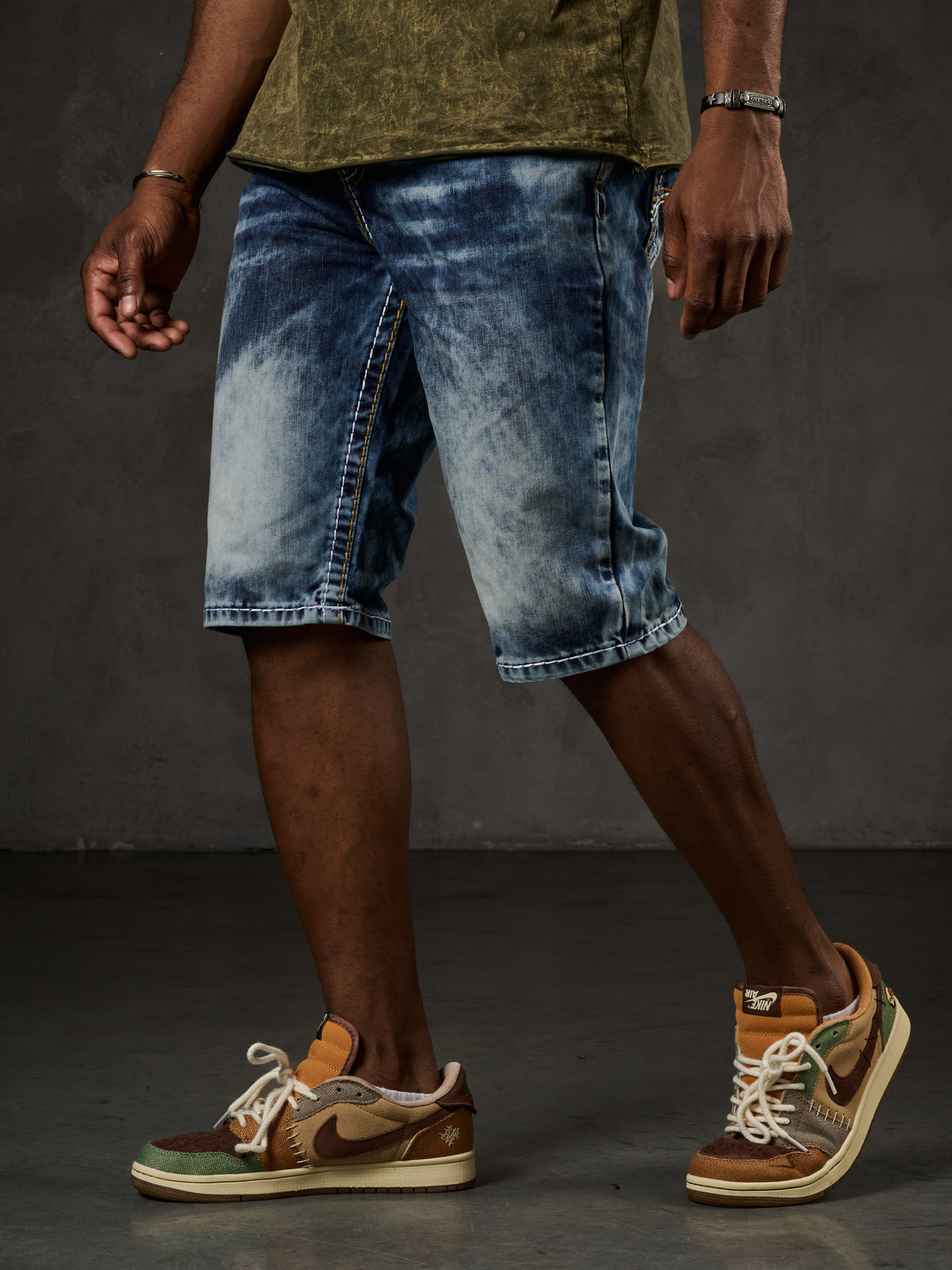 Ck268 Pantaloncini Capri per Uomo con Cuciture di Contrasto