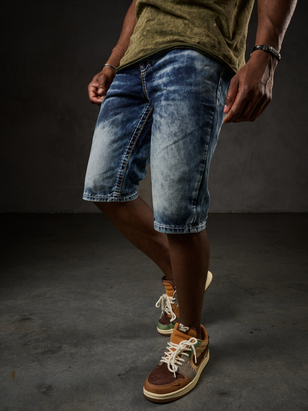 Ck268 Pantaloncini Capri per Uomo con Cuciture di Contrasto