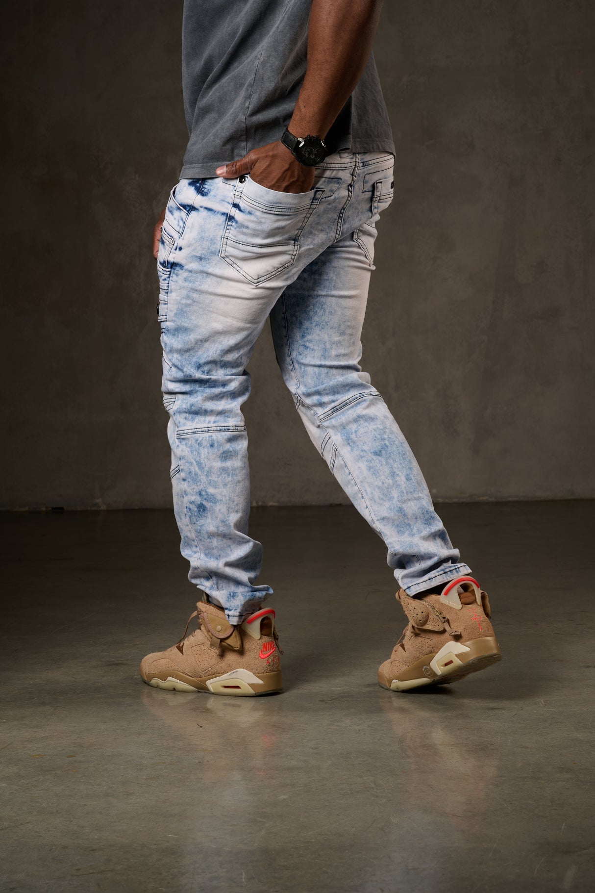 CD598 Herren bequeme Jeans mit coolen Ziernahtelementen
