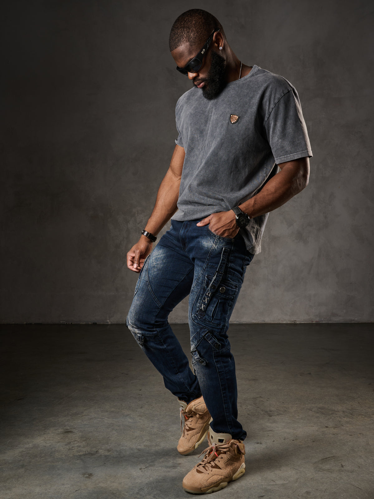 CD440 Hombres delgados-fit-jeans con hebillas de bloqueo en forma recta