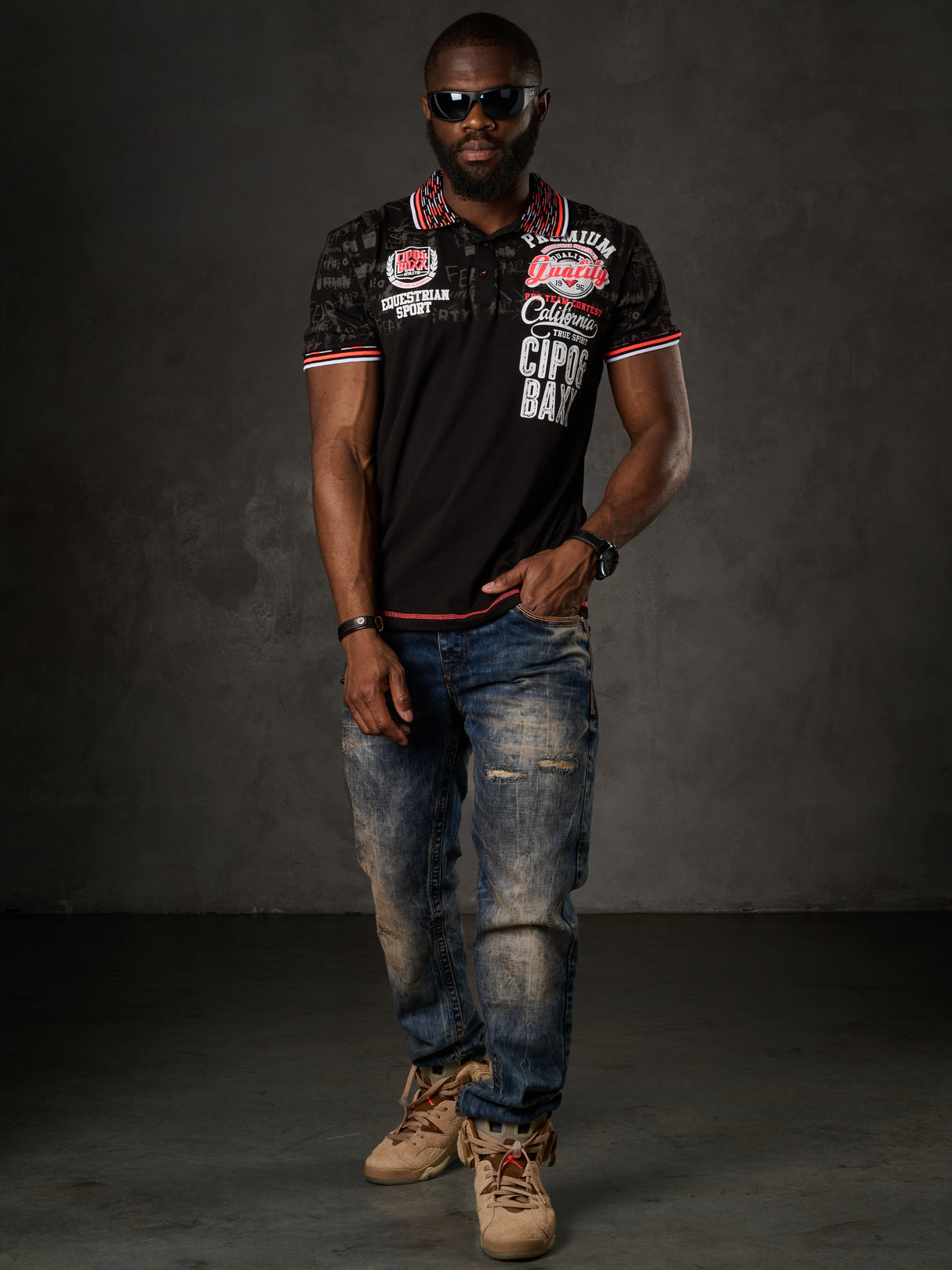 CT738 Polo masculin avec imprimé à la mode