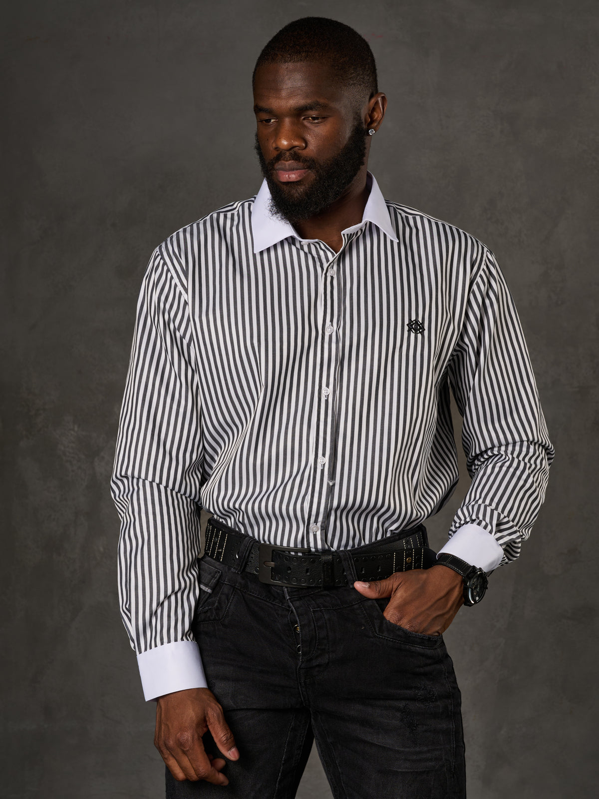 CH192 Camisa para hombres con diseño de línea