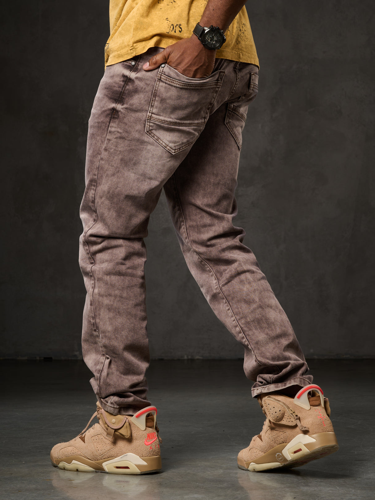 CD860 Herren Jeans – Straight Fit in Blaugrün und Braun