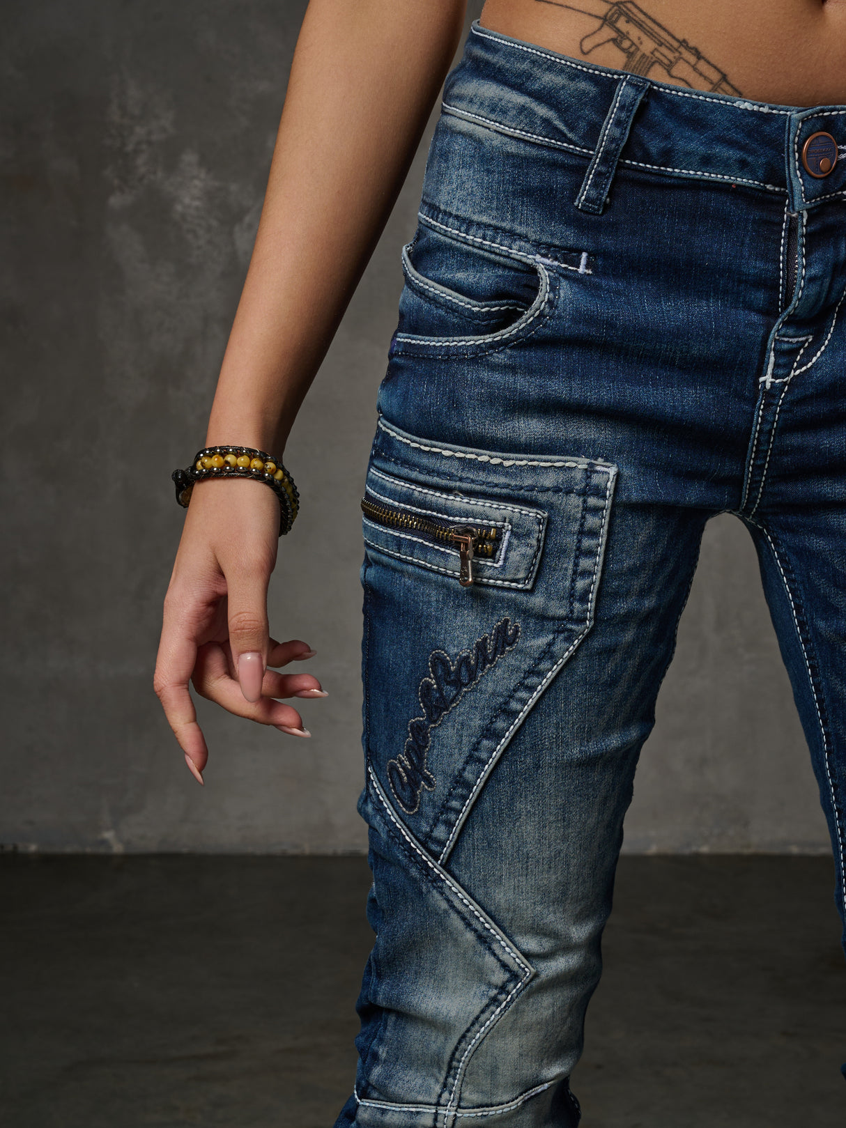 WD200B damskie jeansy slim fit