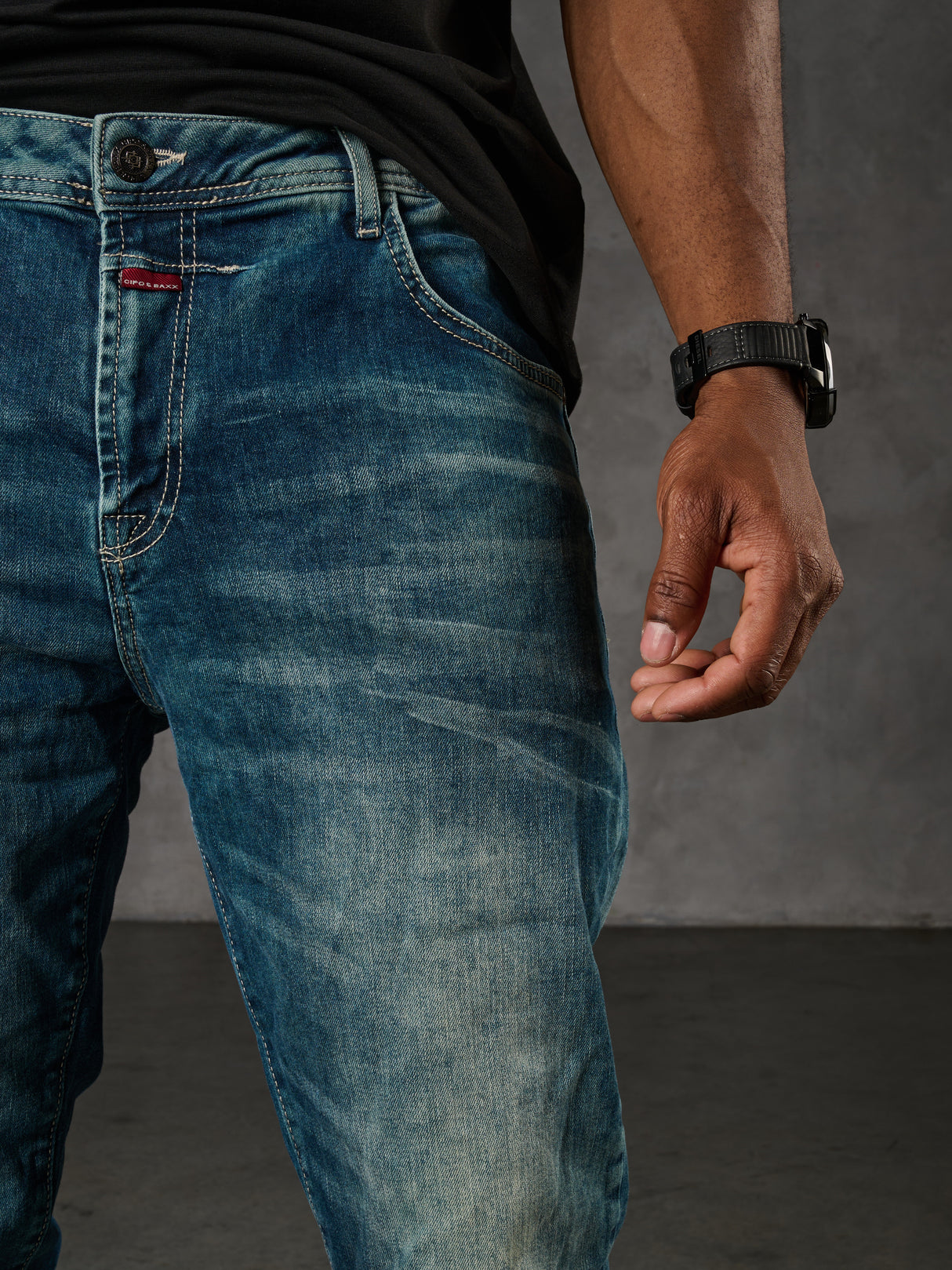 CD860 Herren Jeans – Straight Fit in Blaugrün und Braun