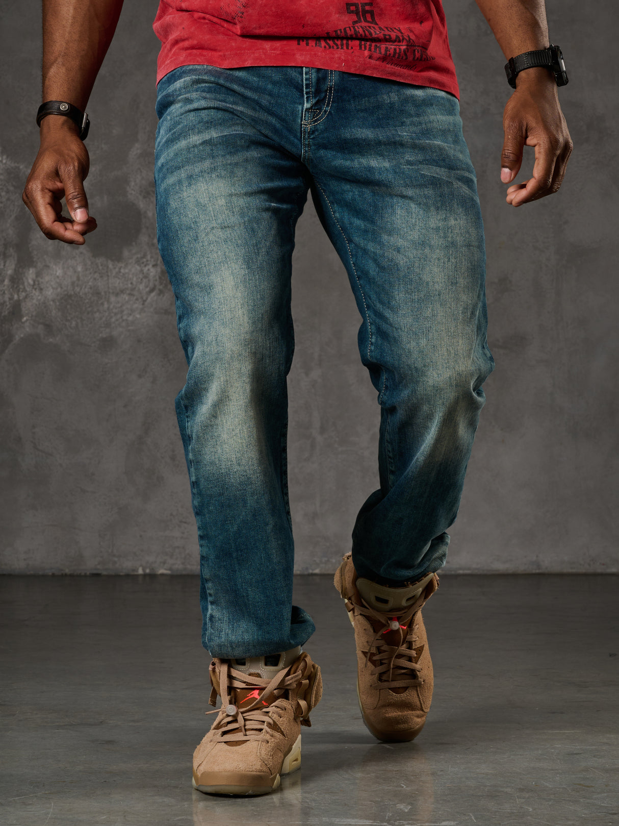 CD860 Herren Jeans – Straight Fit in Blaugrün und Braun