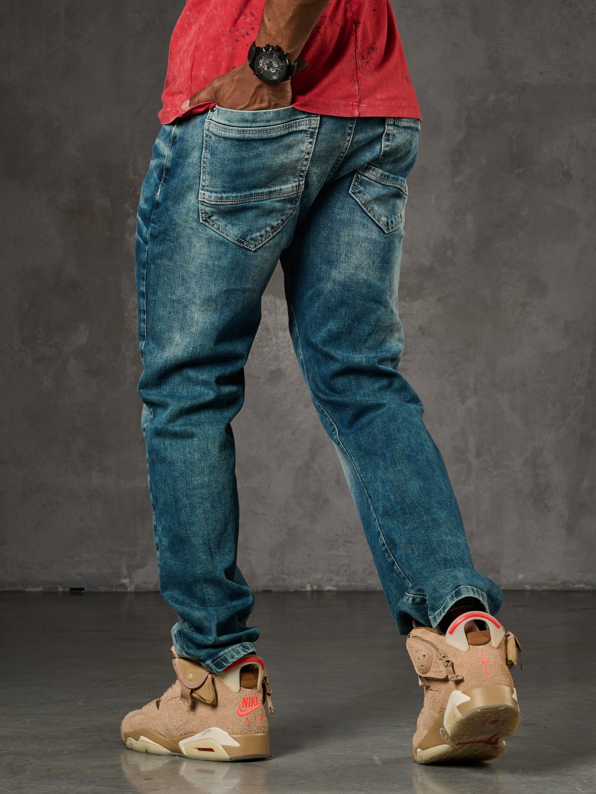 CD860 Herren Jeans – Straight Fit in Blaugrün und Braun