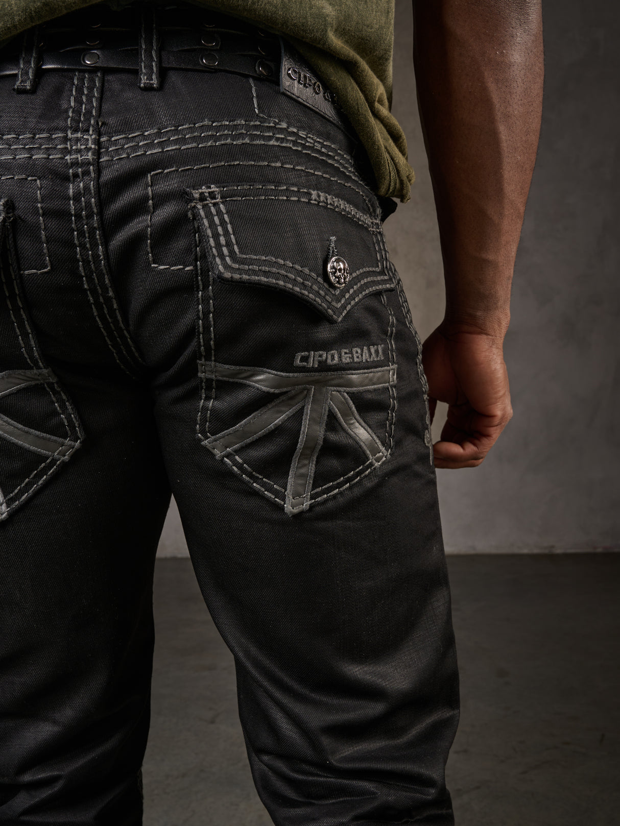 CD295 Herren bequeme Jeans im glänzenden Matt-Look in Straight Fit
