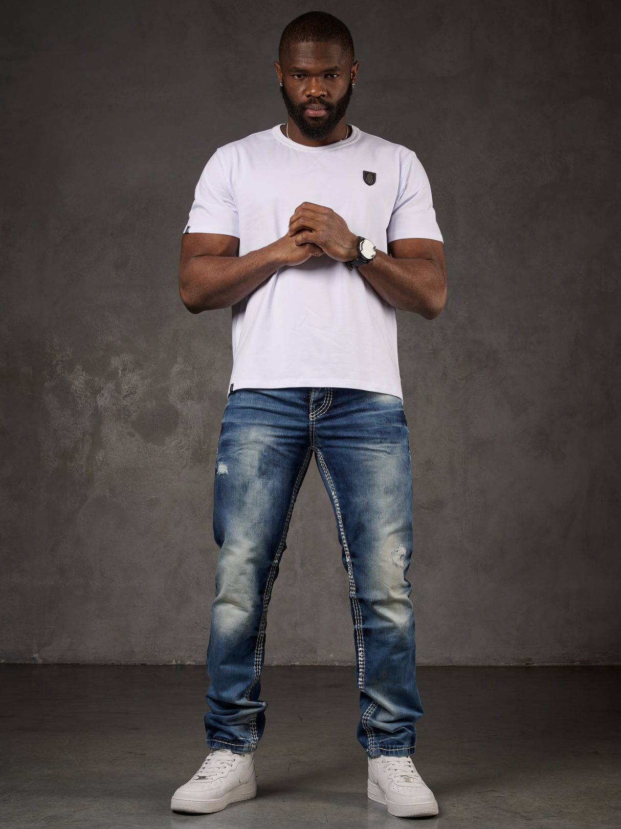 CD149 Herren bequeme Jeans im coolen Used-Look Straight Fit