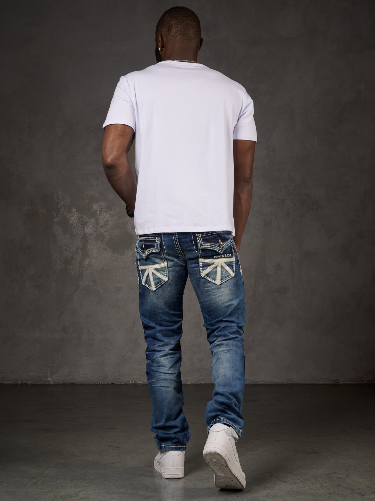 CD149 Herren bequeme Jeans im coolen Used-Look Straight Fit