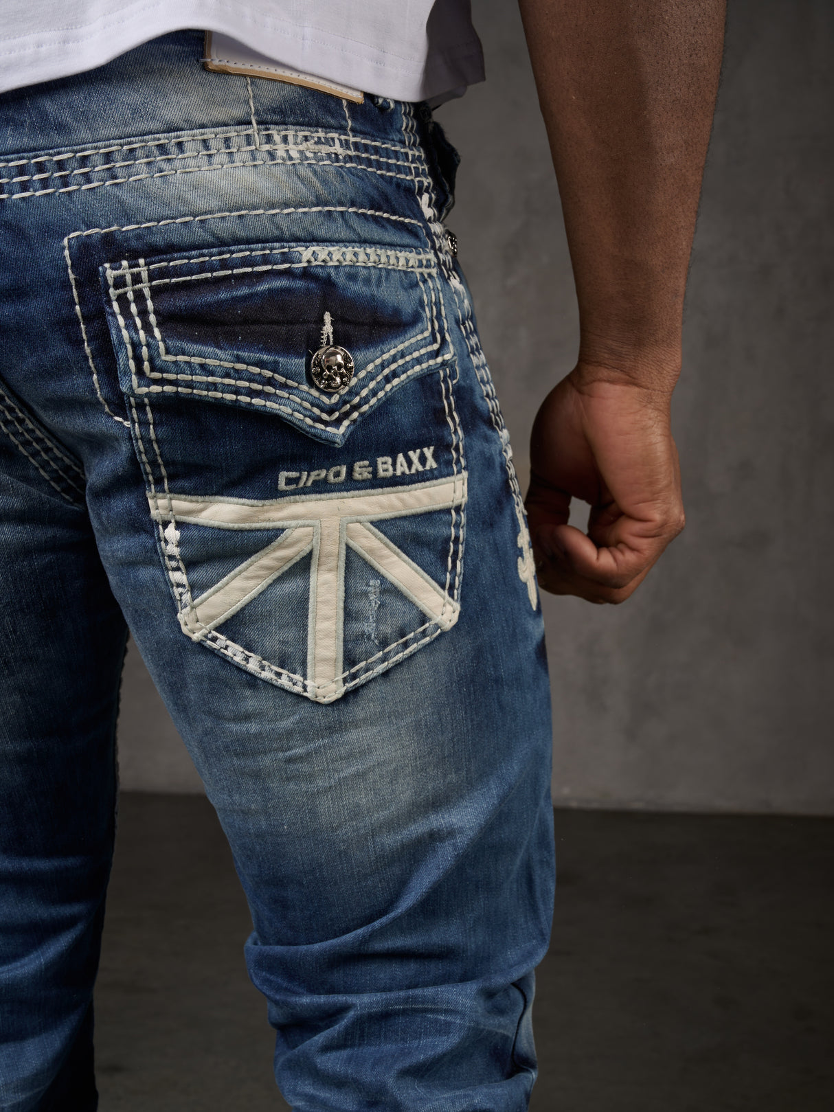 CD149 Herren bequeme Jeans im coolen Used-Look Straight Fit