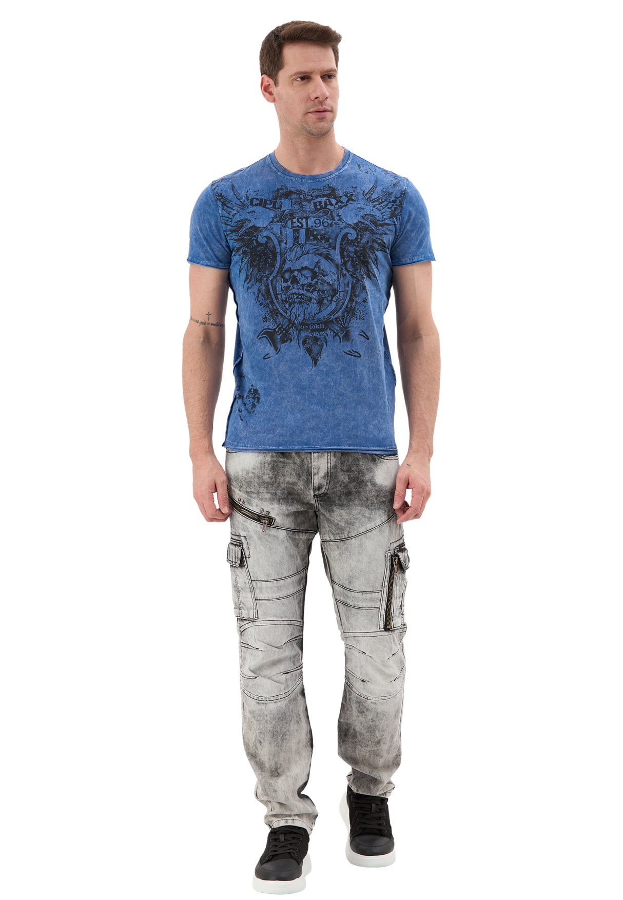 CD679 bequeme Jeans in trendiger Used-Optik