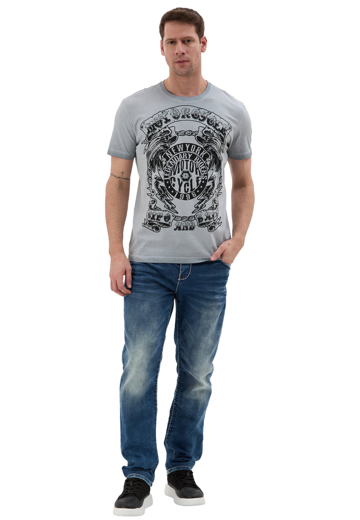 CT838 Camiseta de Hombre – Estampado Motorcycle