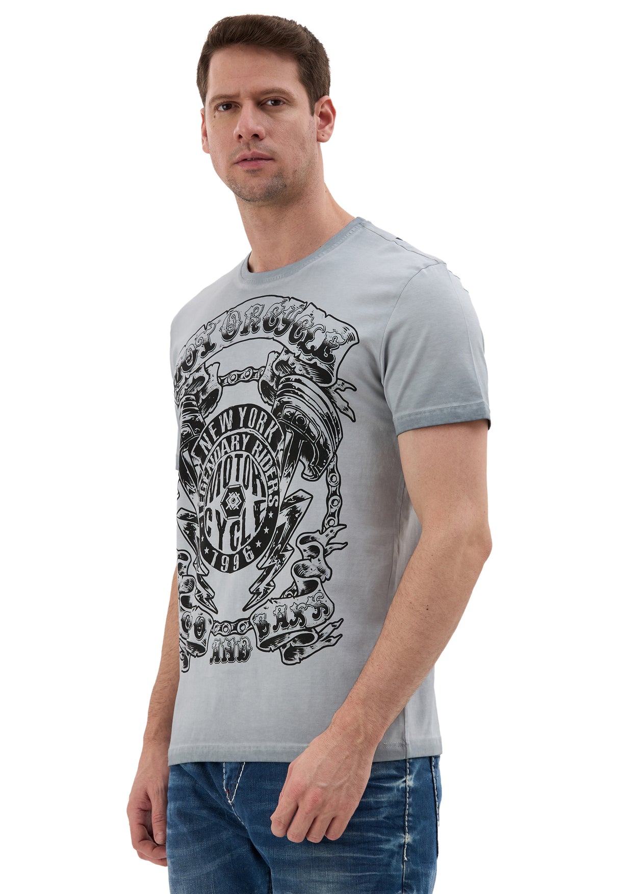 CT838 Camiseta de Hombre – Estampado Motorcycle