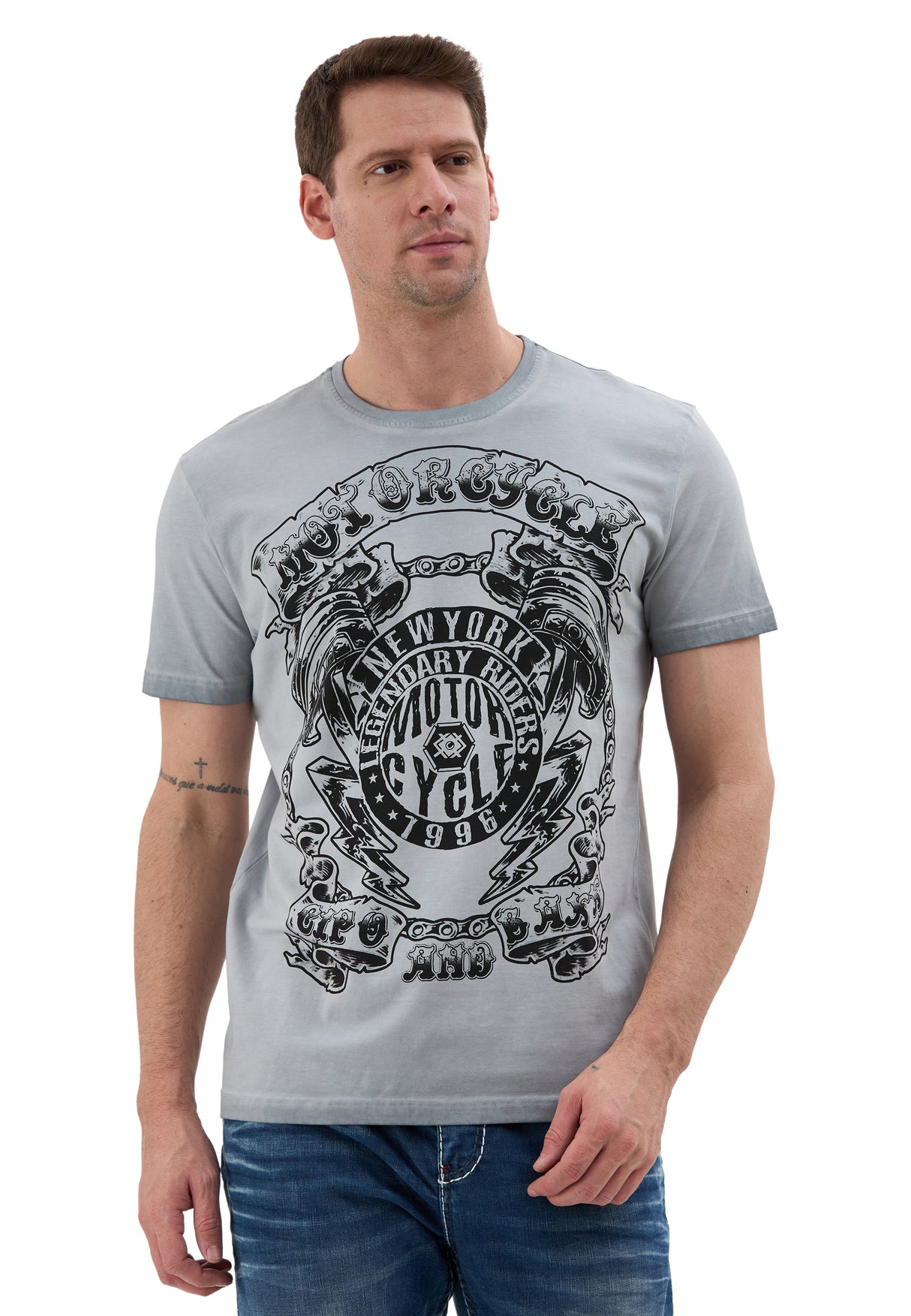CT838 Camiseta de Hombre – Estampado Motorcycle