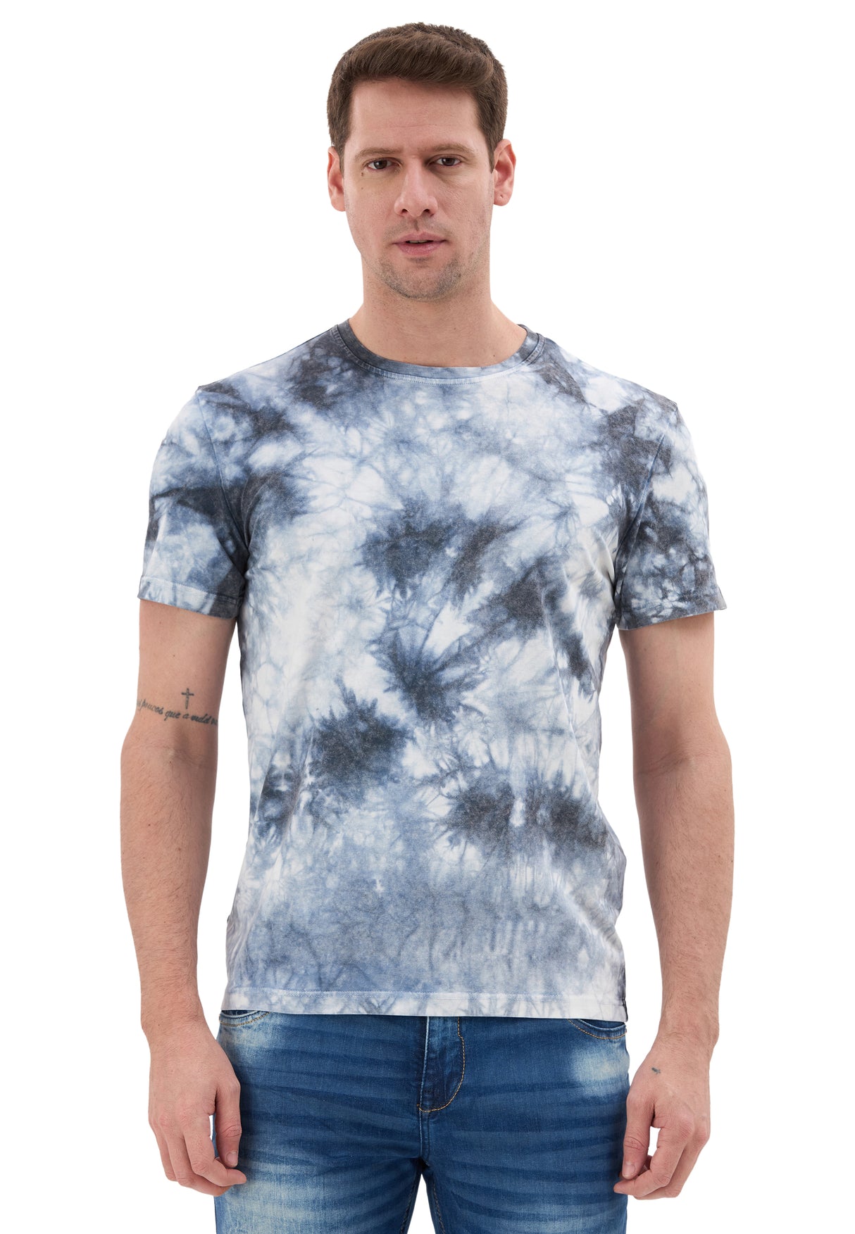 CT864 Camiseta de Hombre – Estilo Tie‑Dye Azul y Blanco