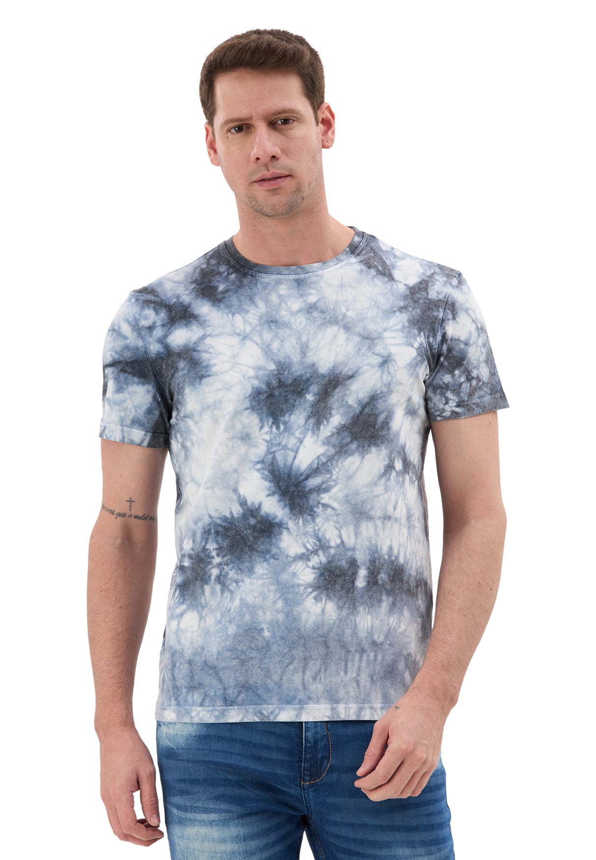 CT864 Camiseta de Hombre – Estilo Tie‑Dye Azul y Blanco