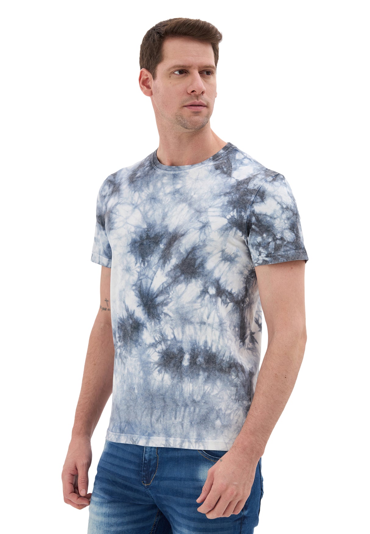 CT864 Camiseta de Hombre – Estilo Tie‑Dye Azul y Blanco