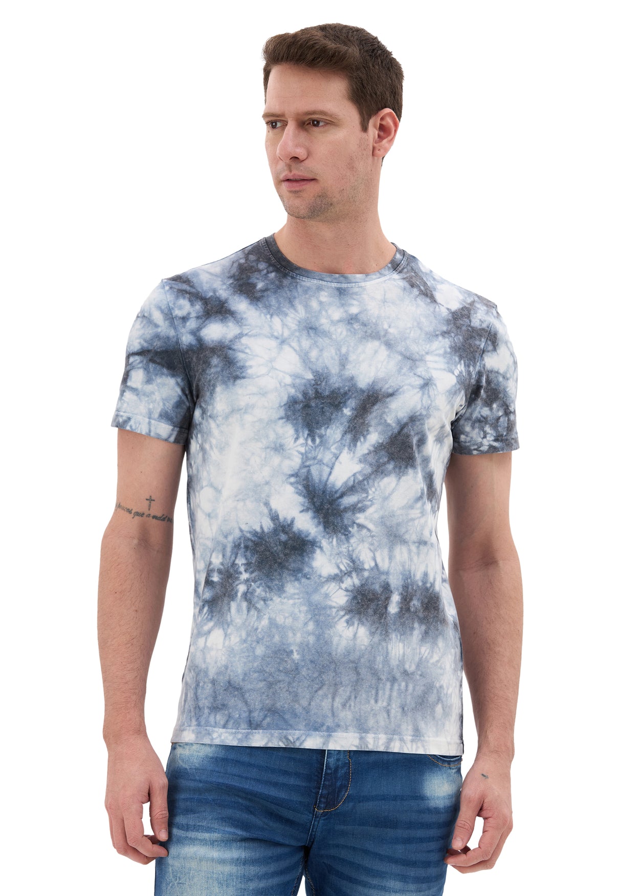 CT864 Camiseta de Hombre – Estilo Tie‑Dye Azul y Blanco