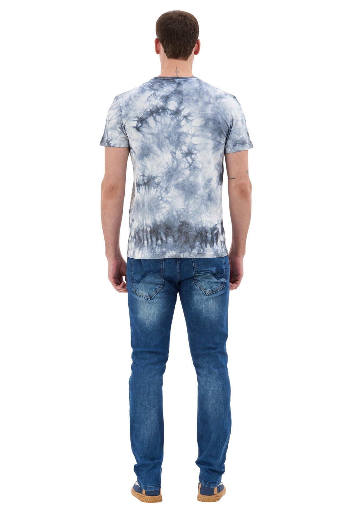 CT864 Camiseta de Hombre – Estilo Tie‑Dye Azul y Blanco