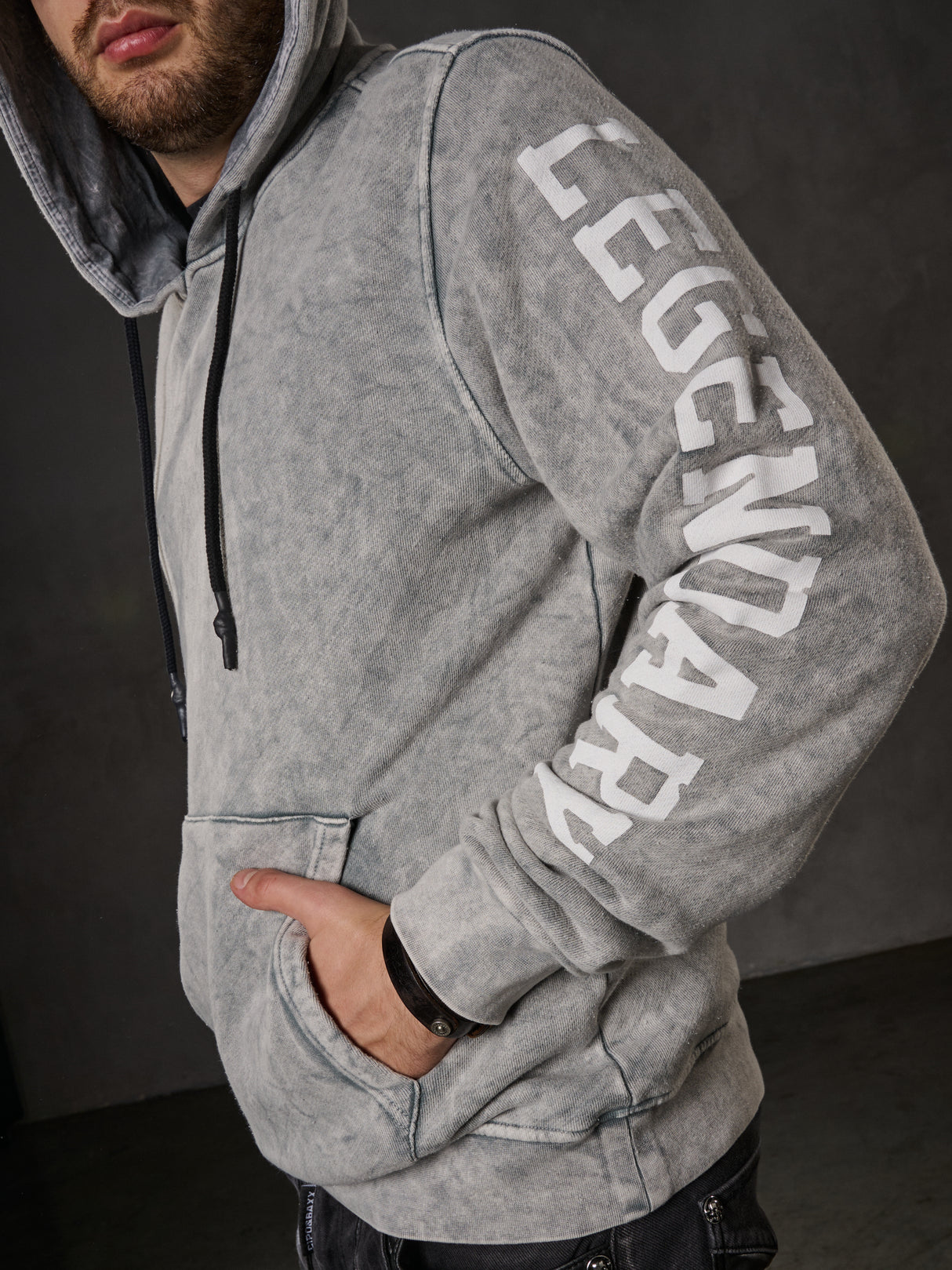 CL597 Sudadera con Capucha para Hombre con Estampado en las Mangas