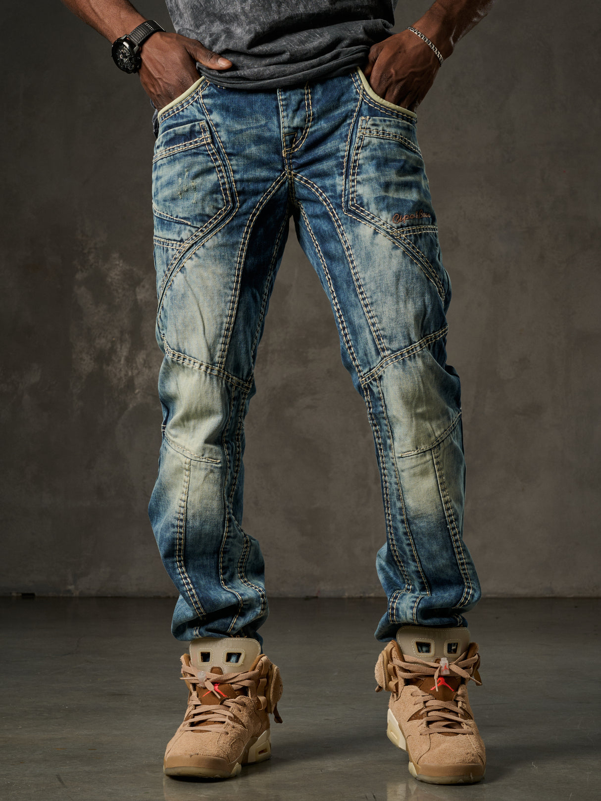 CD535 Herren bequeme Jeans mit modernen Ziernähten