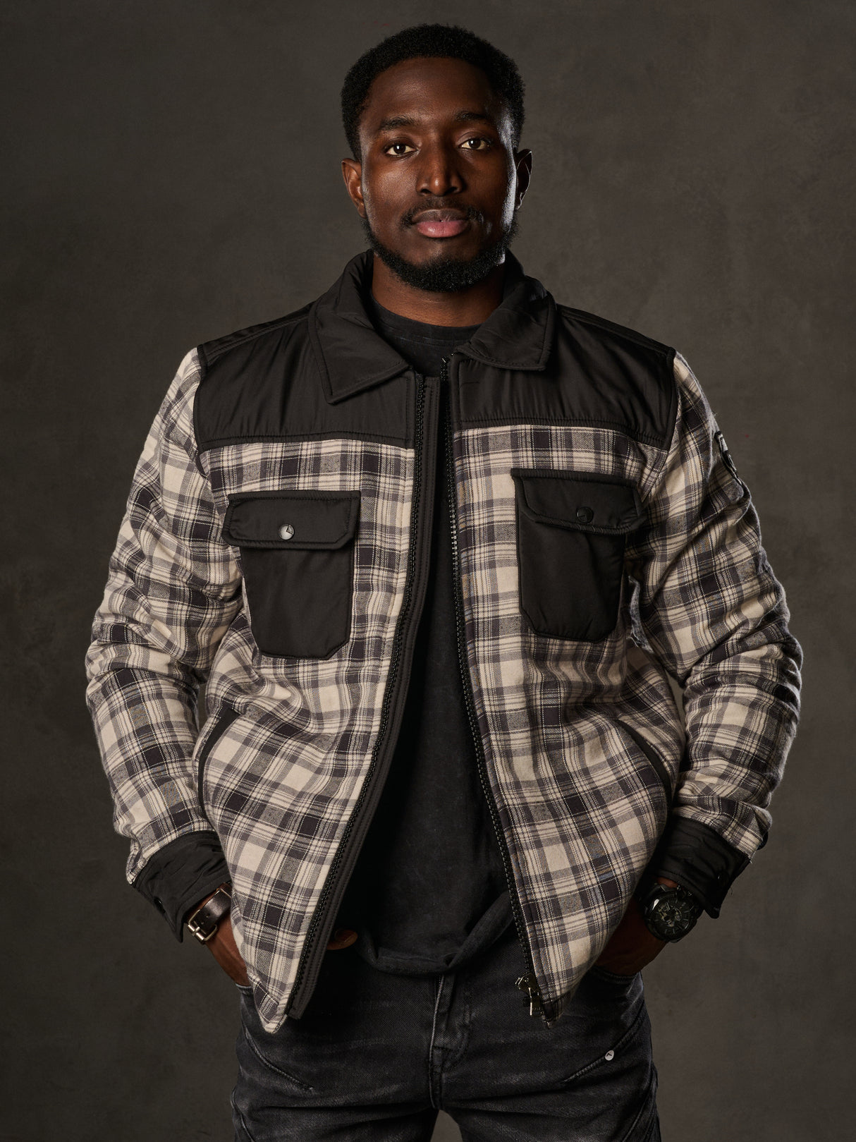 CL548 Veste pour homme avec motif à carreaux stylé