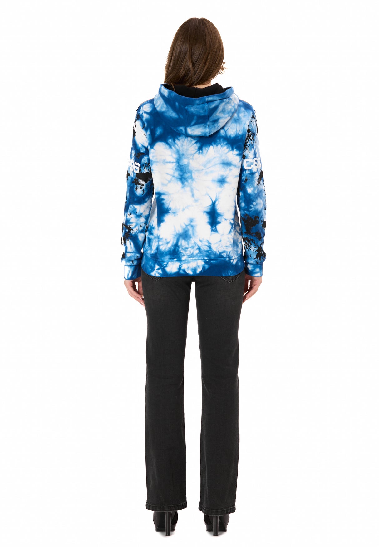 WL382 Damen Hoodie – Tie-Dye Sweatshirt mit Print, Kapuze & Kängurutasche