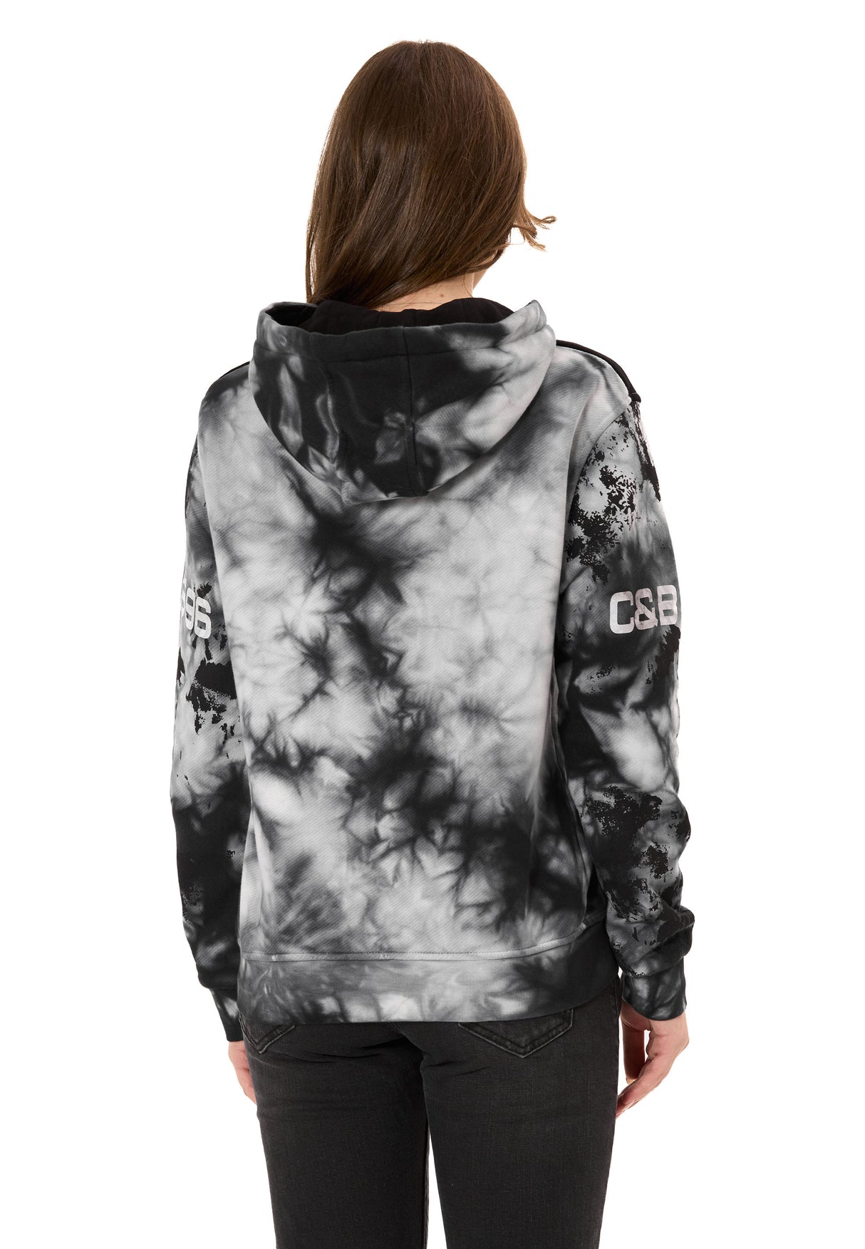 WL382 Damen Hoodie – Tie-Dye Sweatshirt mit Print, Kapuze & Kängurutasche