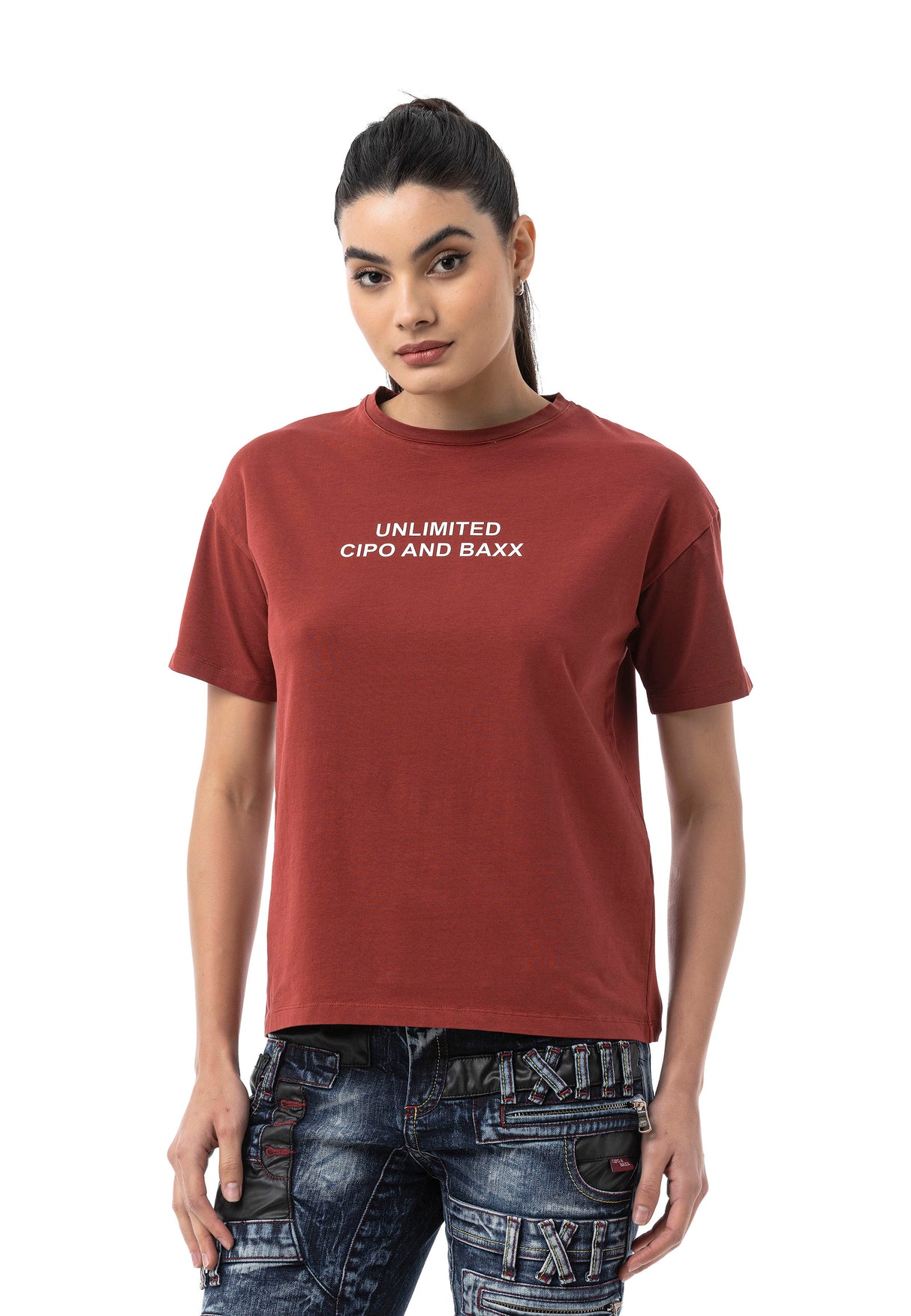 WT390 Dames T‑Shirt – Relaxed Fit, Logo Print