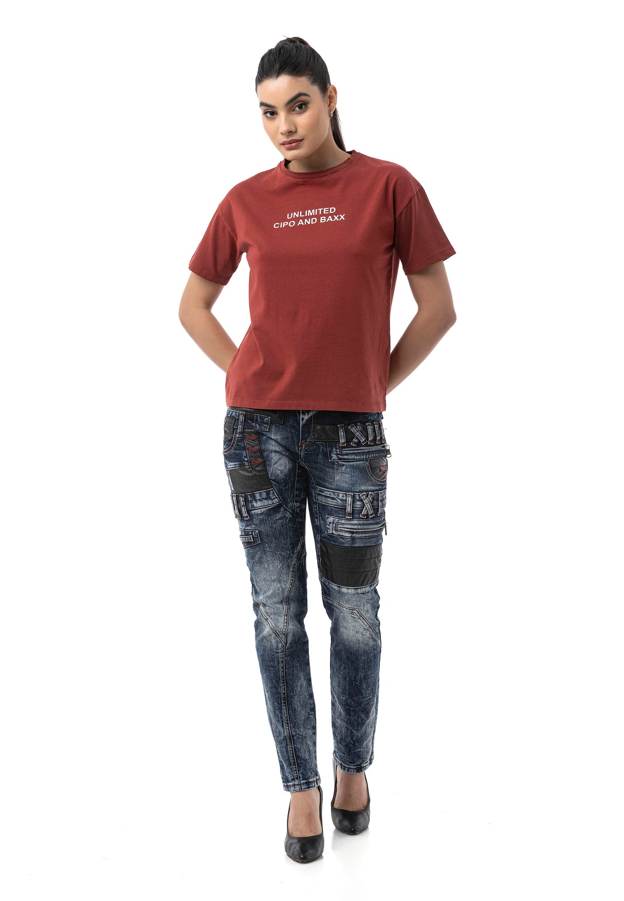 WT390 Dames T‑Shirt – Relaxed Fit, Logo Print