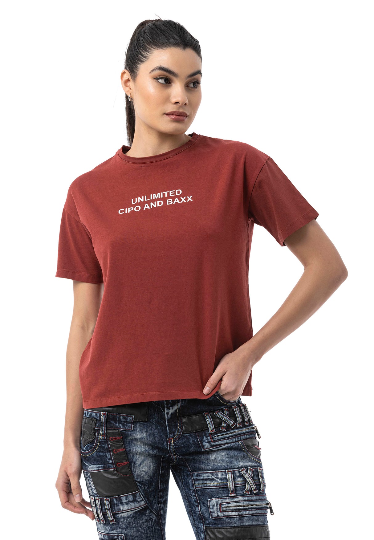 WT390 Dames T‑Shirt – Relaxed Fit, Logo Print