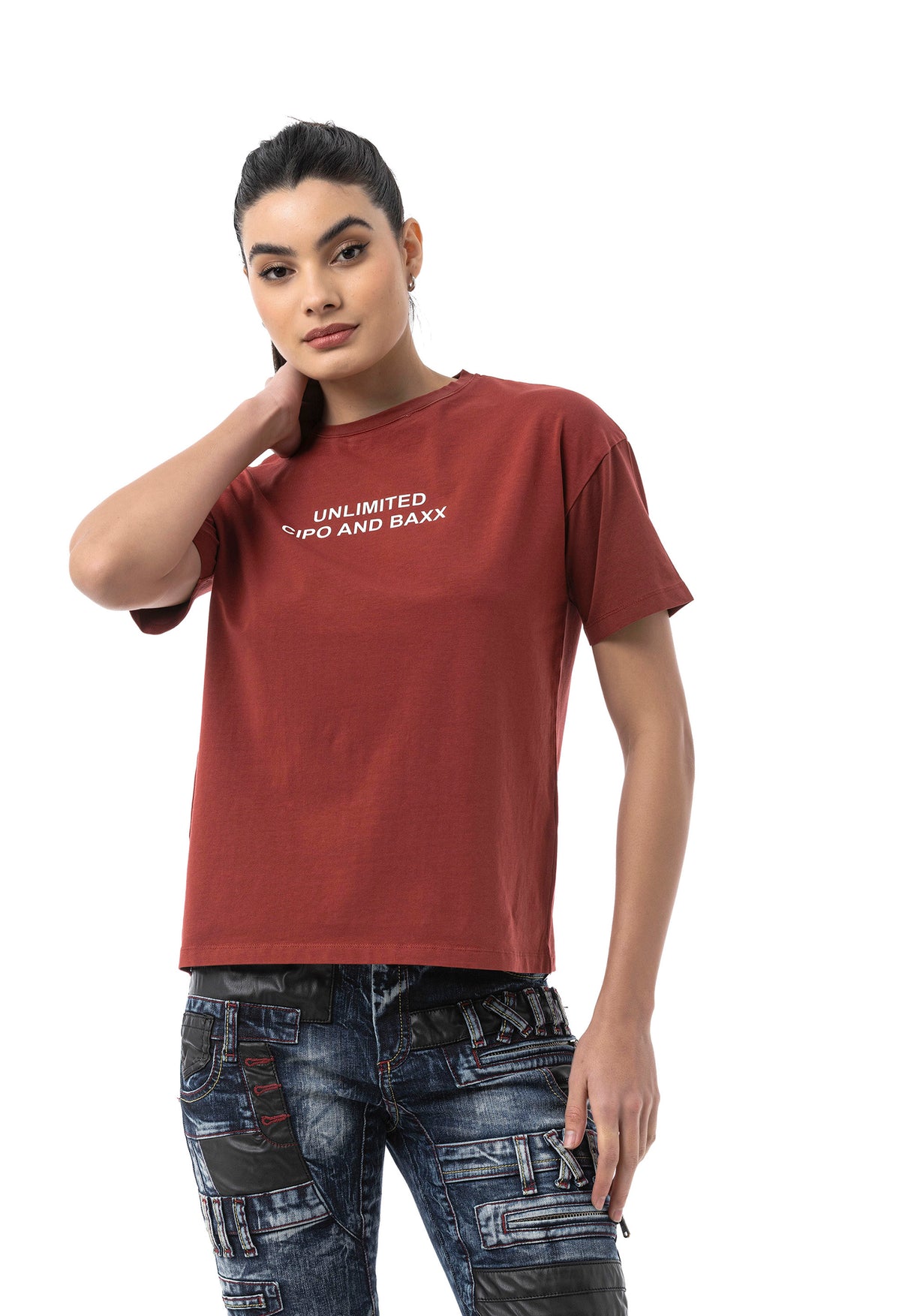 WT390 Dames T‑Shirt – Relaxed Fit, Logo Print