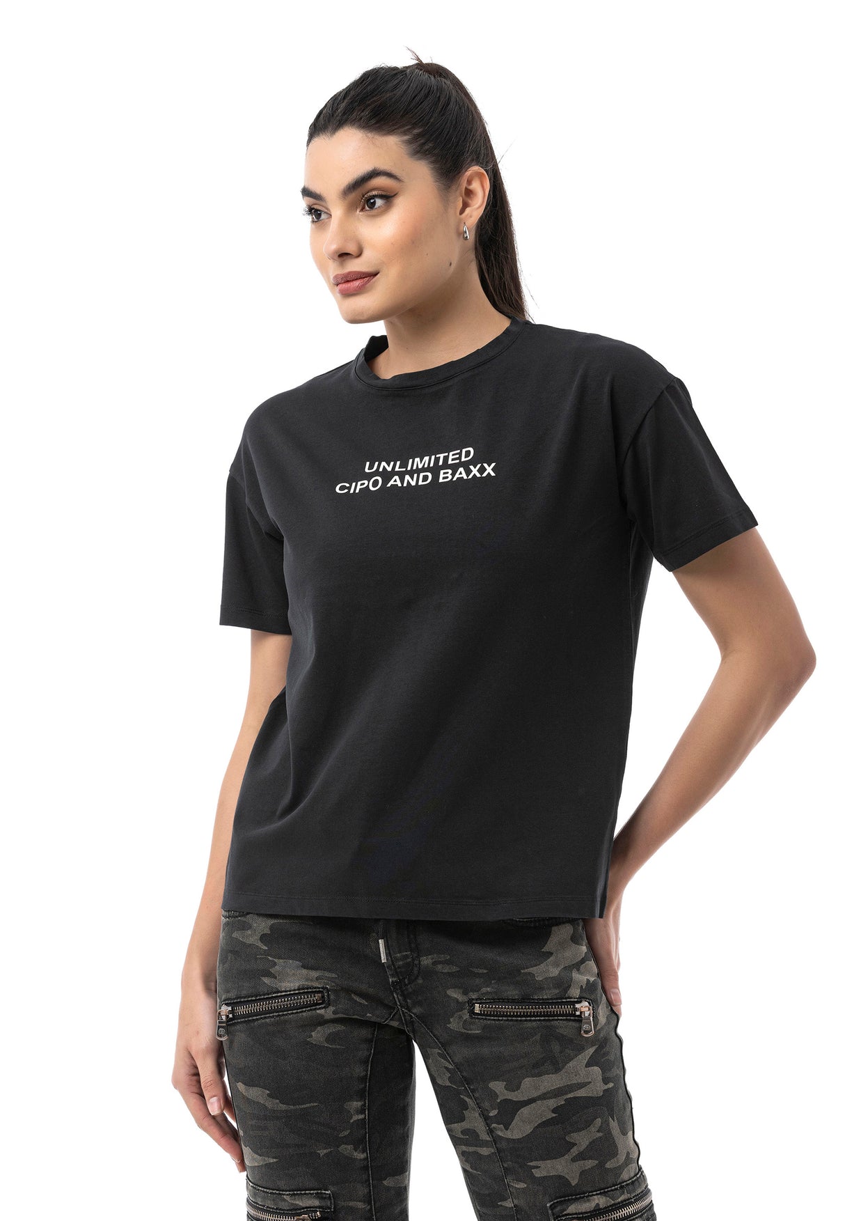 WT390 Dames T‑Shirt – Relaxed Fit, Logo Print
