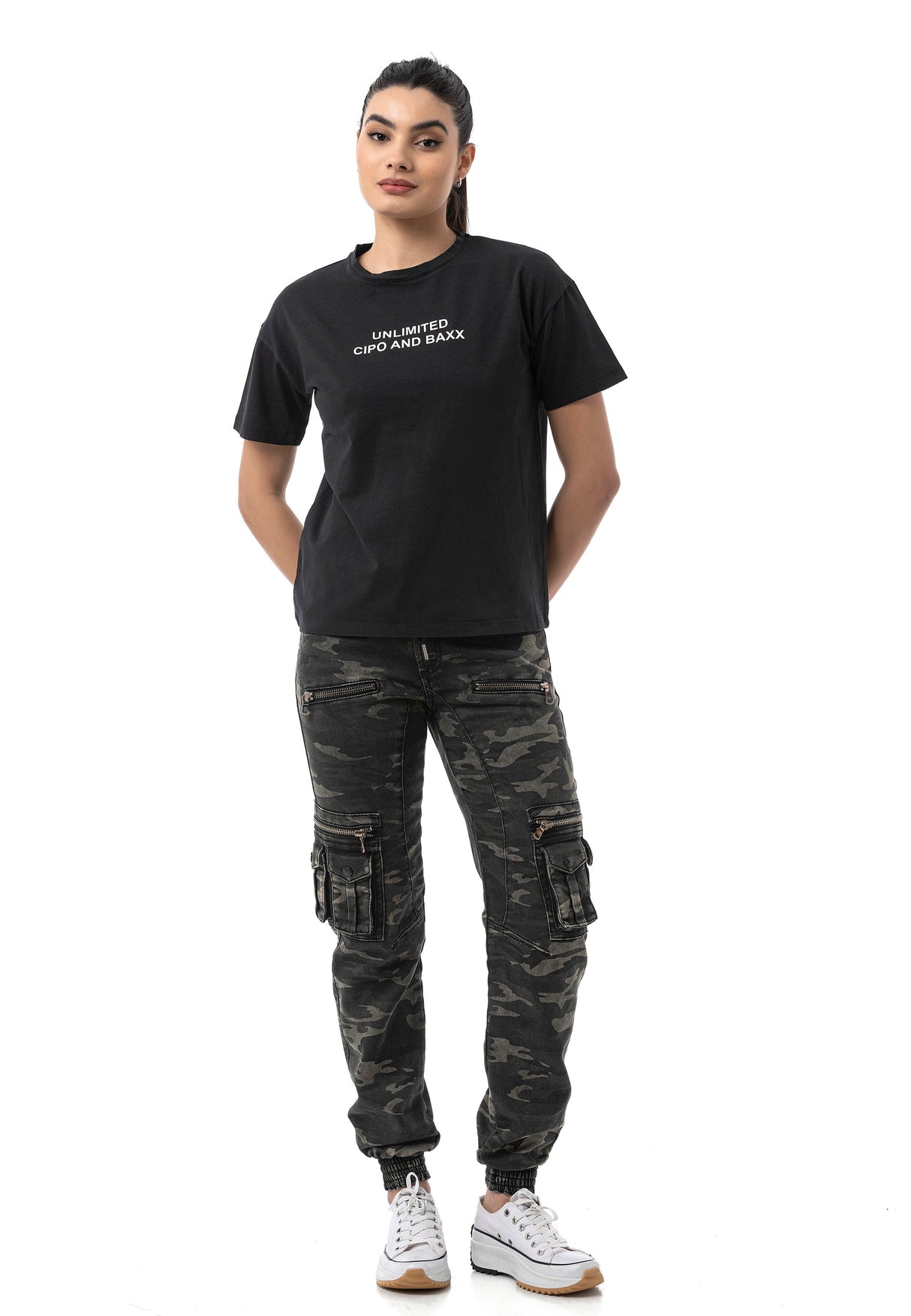 WT390 Dames T‑Shirt – Relaxed Fit, Logo Print