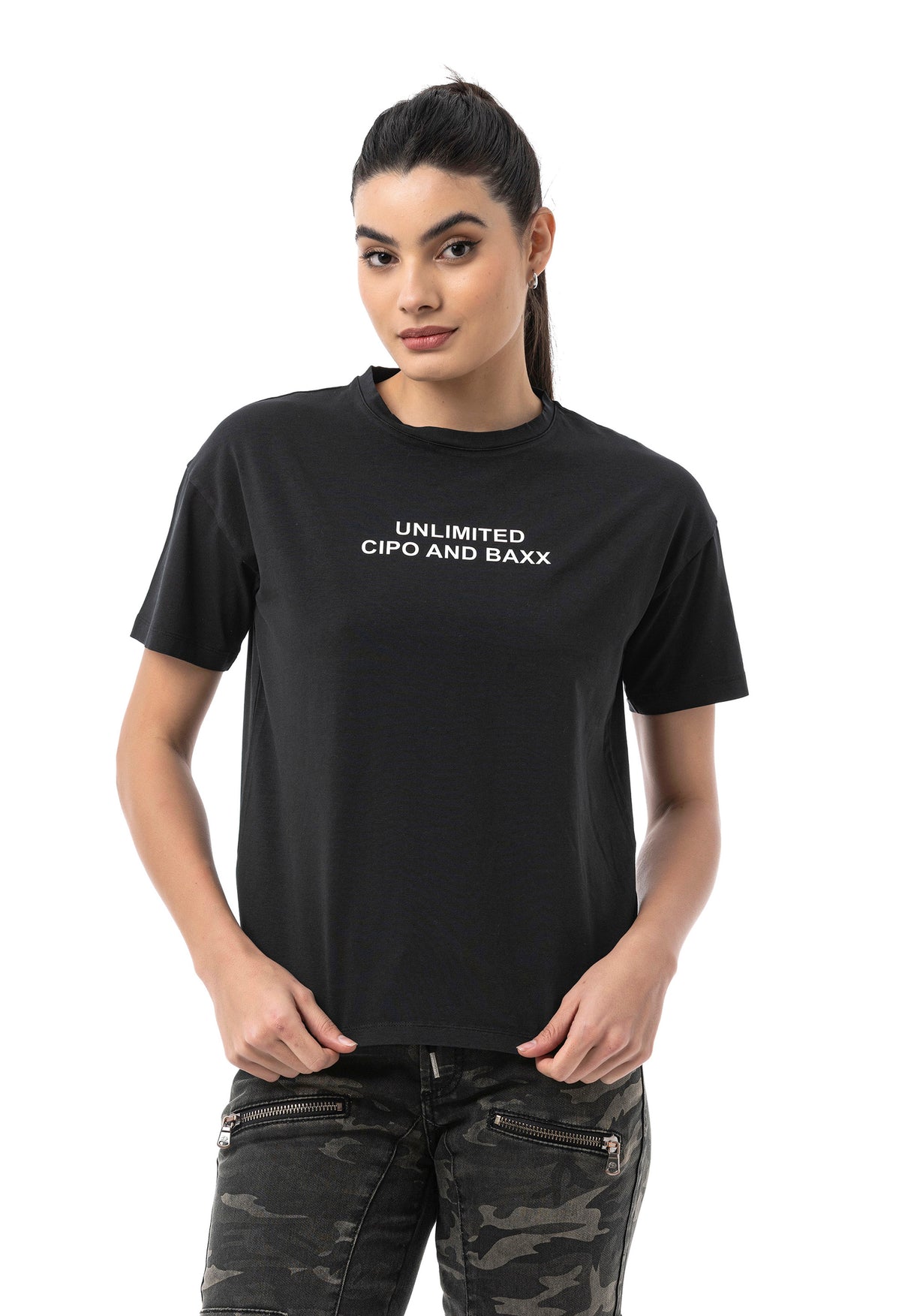 WT390 Dames T‑Shirt – Relaxed Fit, Logo Print