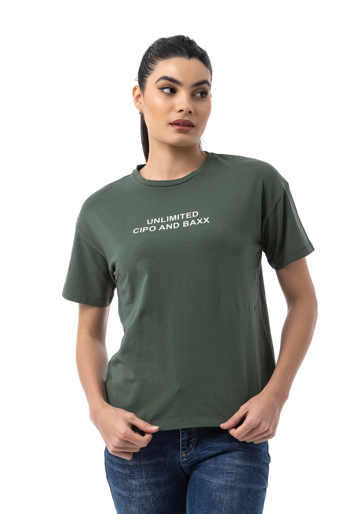 WT390 Dames T‑Shirt – Relaxed Fit, Logo Print