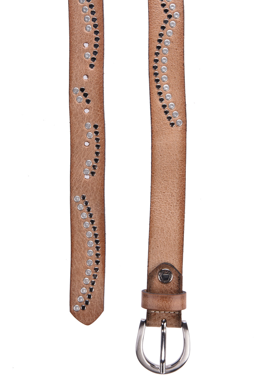 WG102 pasek damski z nitami wykonany ze skóry